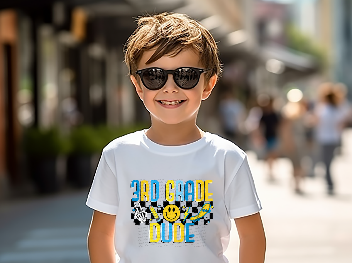 3rd grade dude retro blue and yellow 68657 DTF transfer