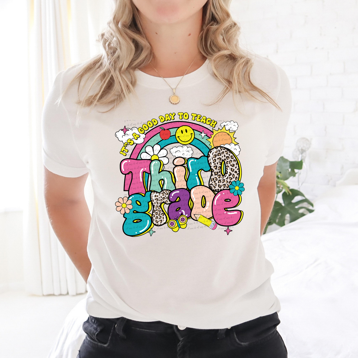 Third grade retro rainbow DTF transfer