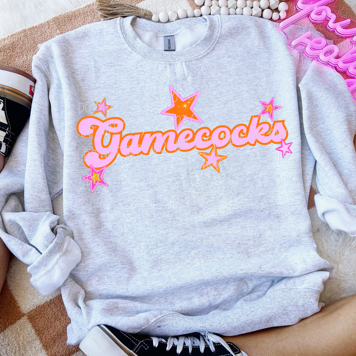 gamecocks pink orange stars (city) DTF transfer
