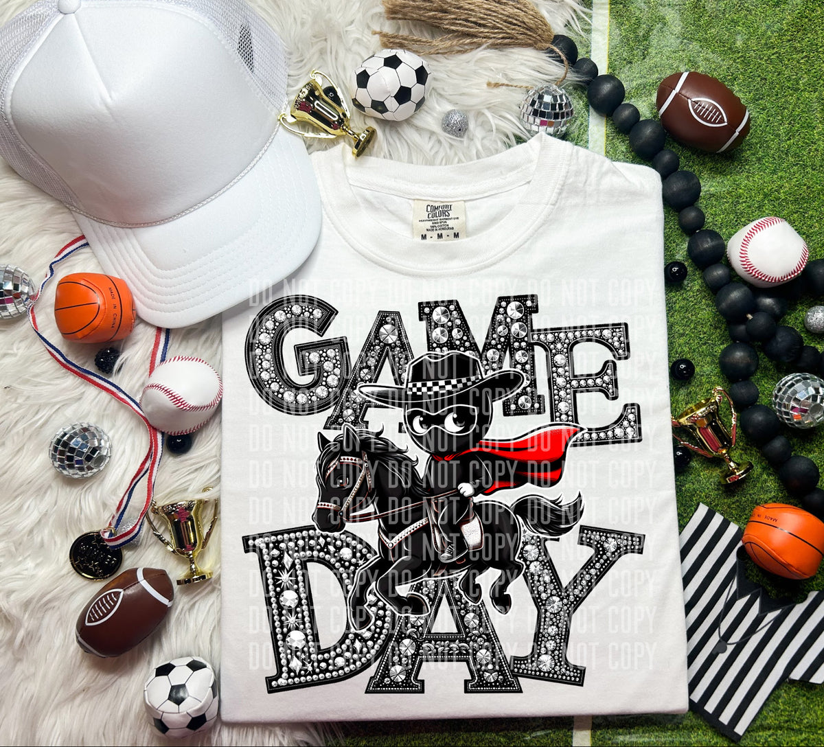 Game Day Silver Rhinestones Checkered Texas Tech 54583 DTF transfer