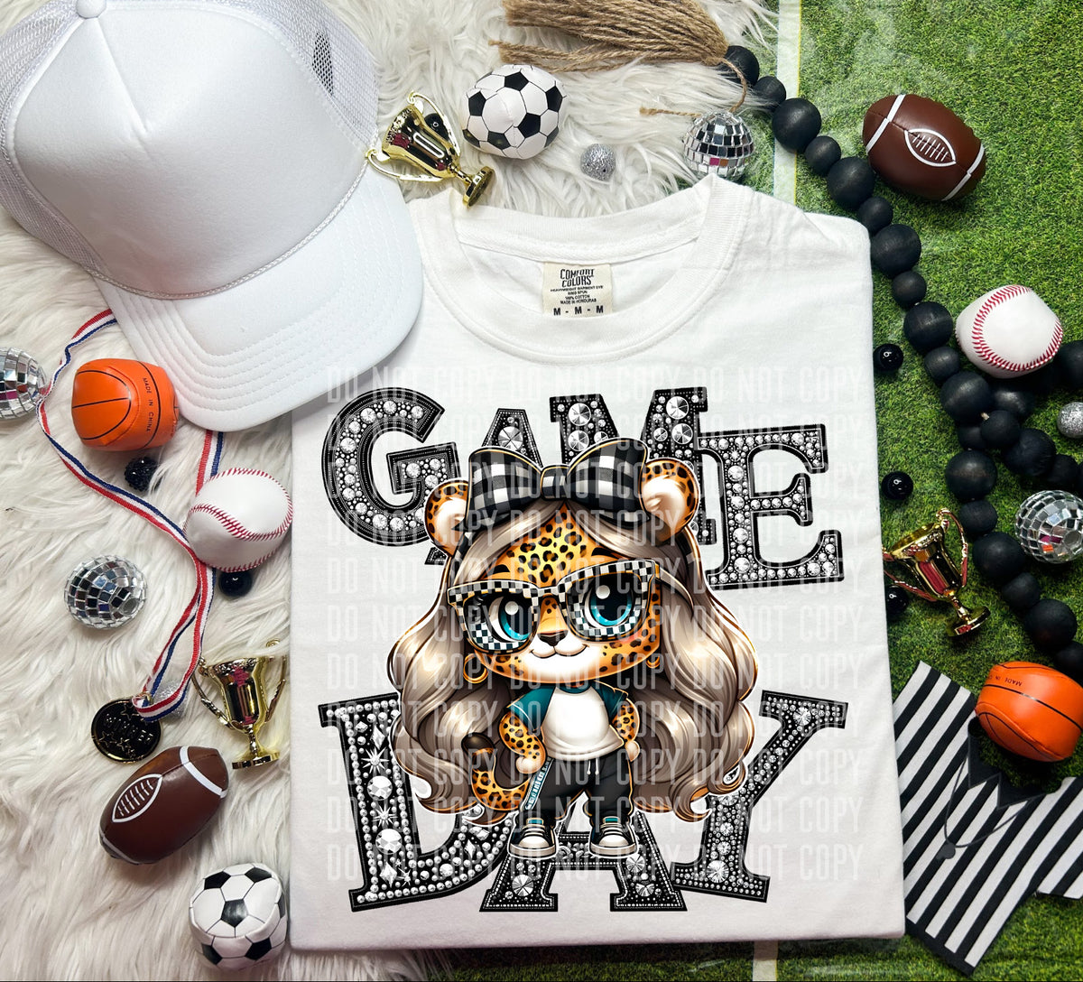 Game Day Silver Rhinestones Checkered Lady Jaguars 54537 DTF transfer