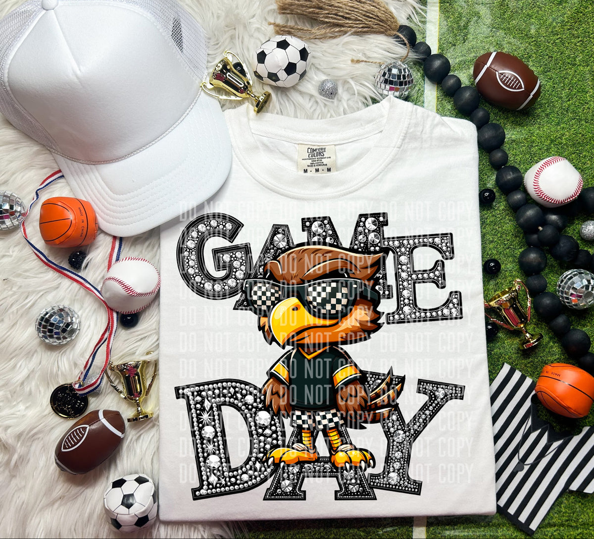 Game Day Silver Rhinestones Checkered Iowa 54615 DTF transfer