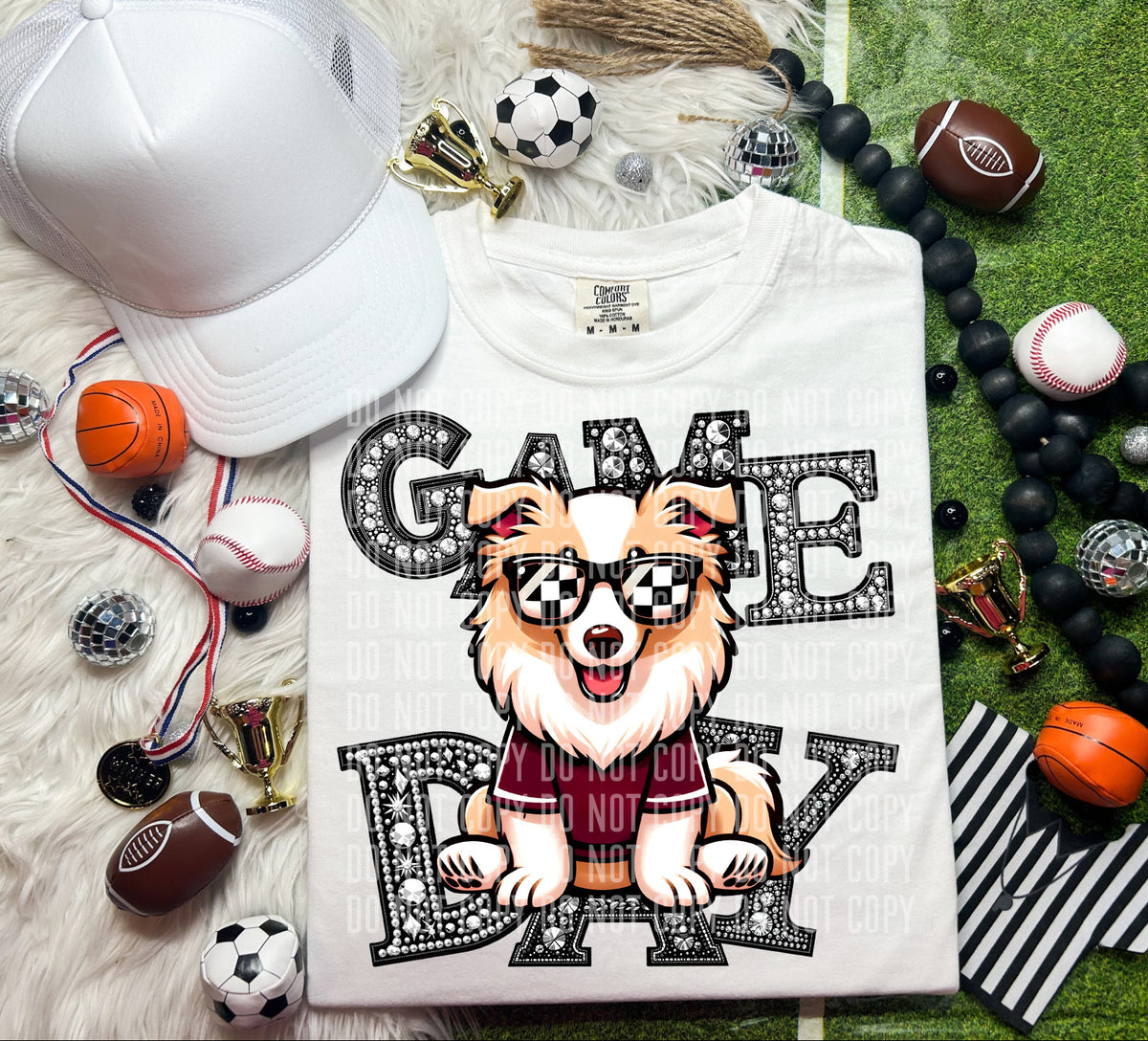Game Day Silver Rhinestones Checkered Texas 54616 DTF transfer