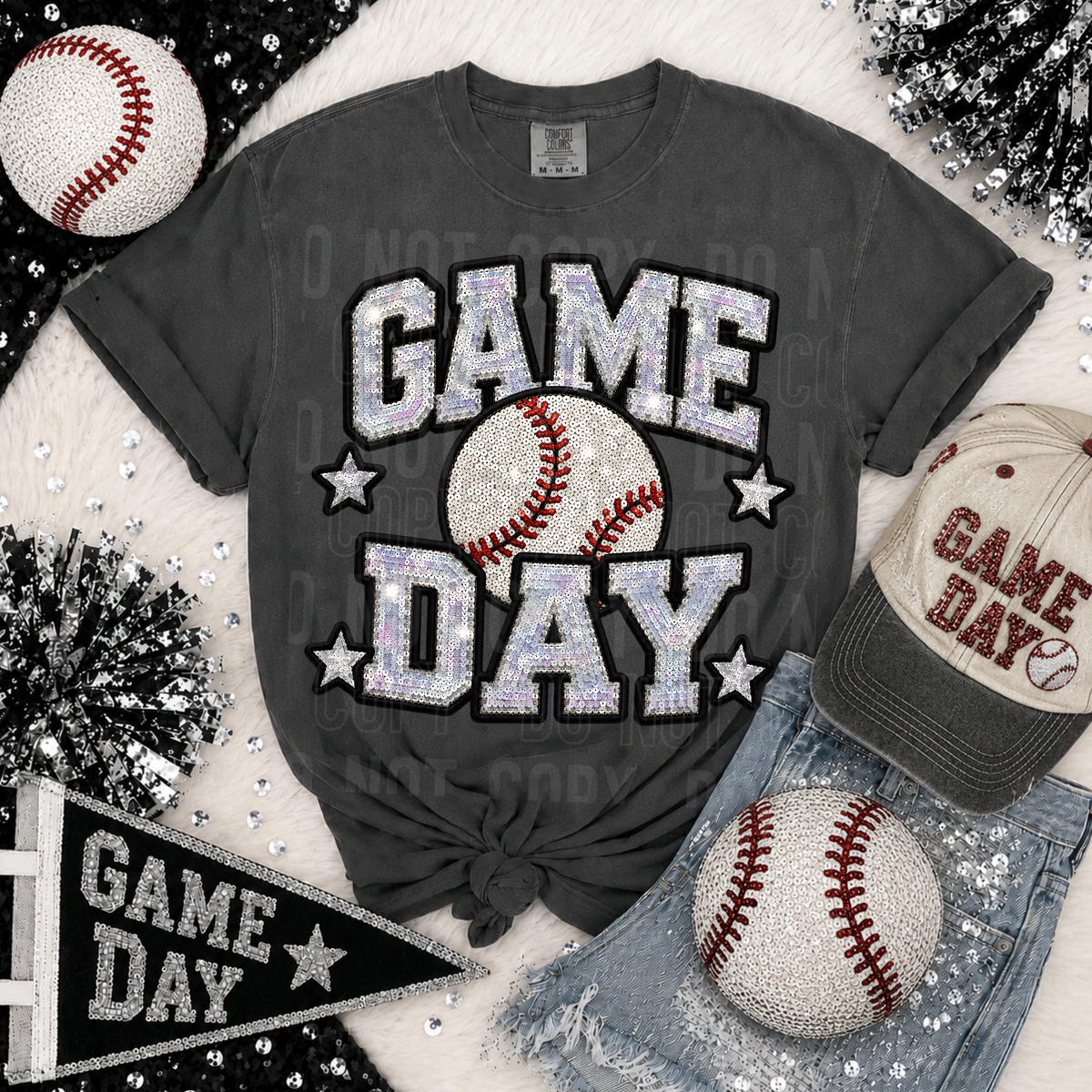 Game day baseball sequin SBB DTF Transfer