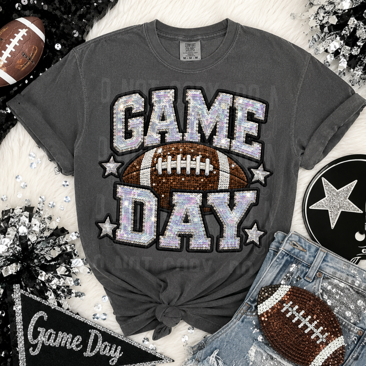 Game day football sequin SBB DTF Transfer