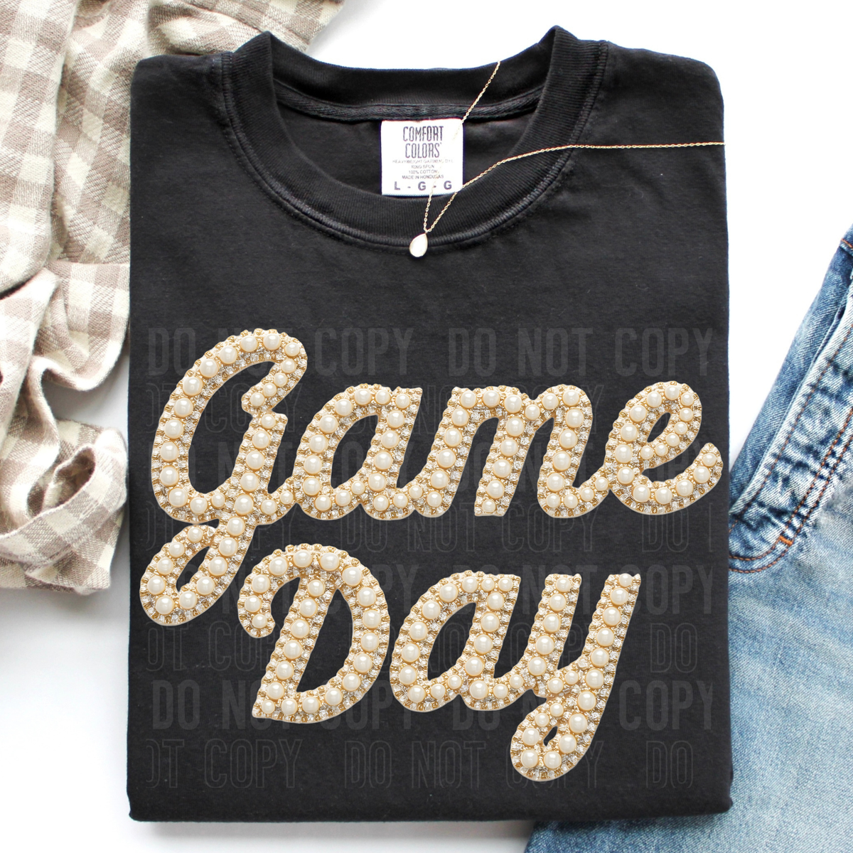 Faux pearls Game Day (SBB) DTF transfer