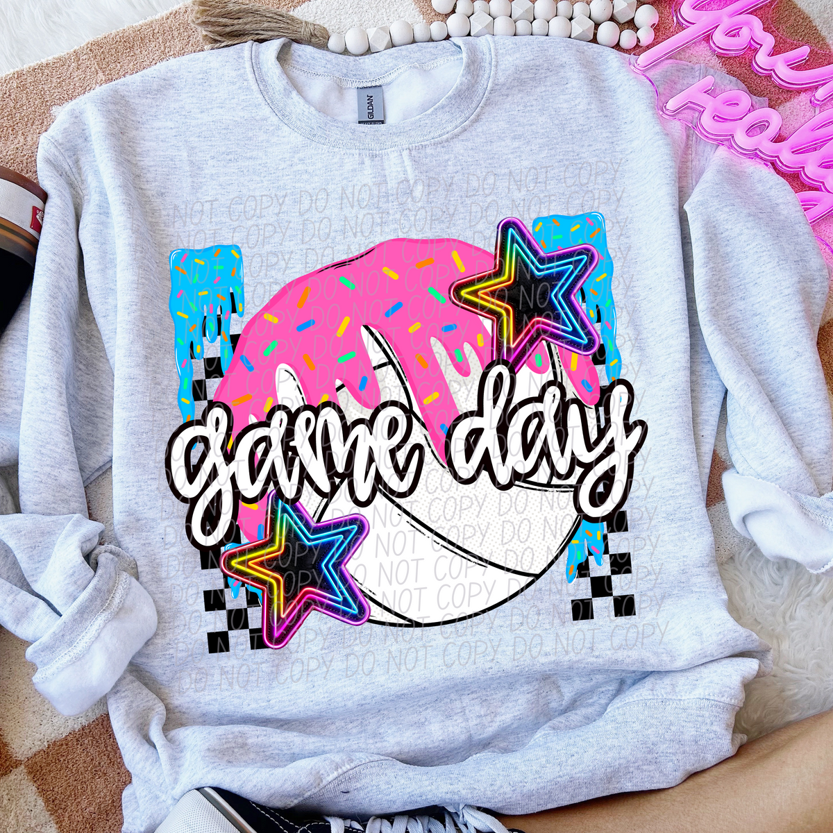Game day volleyball pink drip (CITY) DTF transfer