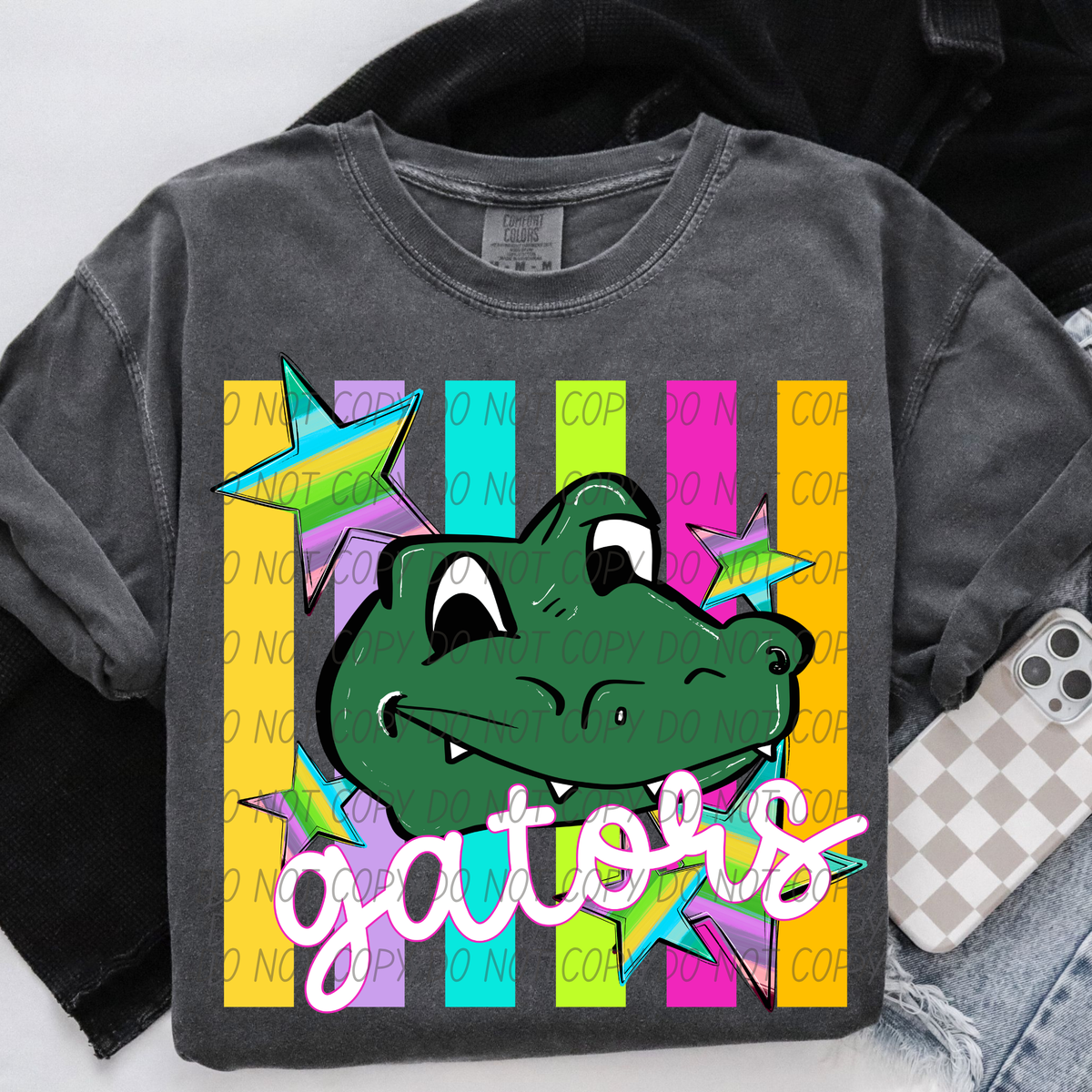 Gators cartoon neon strips (City) DTF Transfer