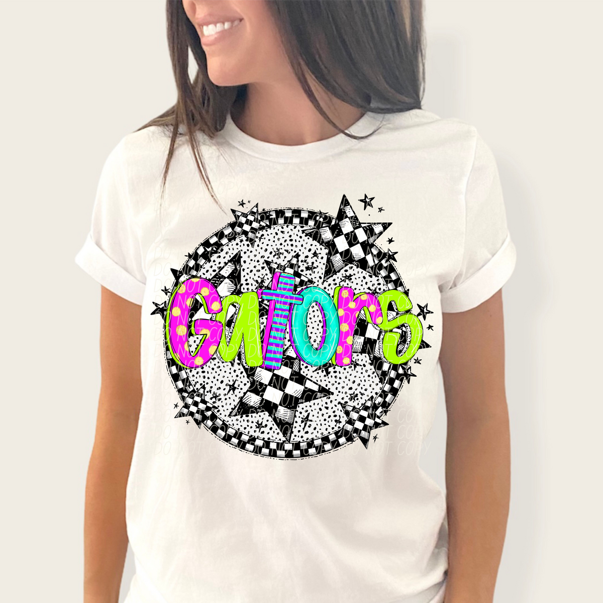 Gators neon checkered CITY DTF transfers