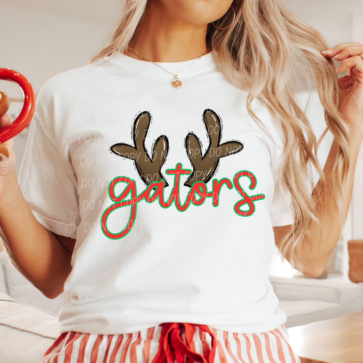 Gators with reindeer antler (city) DTF Transfer