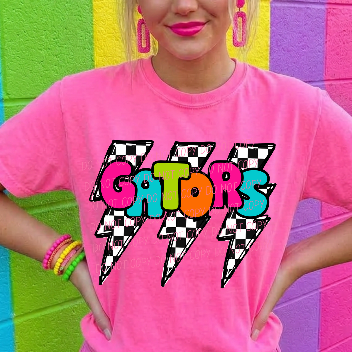 Gators multi color with lightning bolt background (city) DTF Transfer
