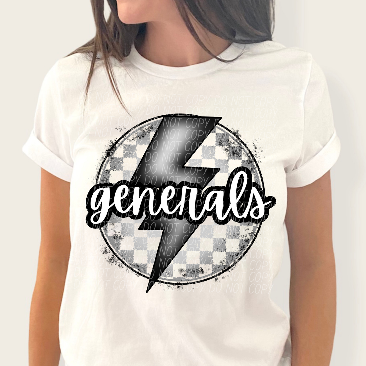 Generals grey/silver lightning bolt circle CITY DTF transfer