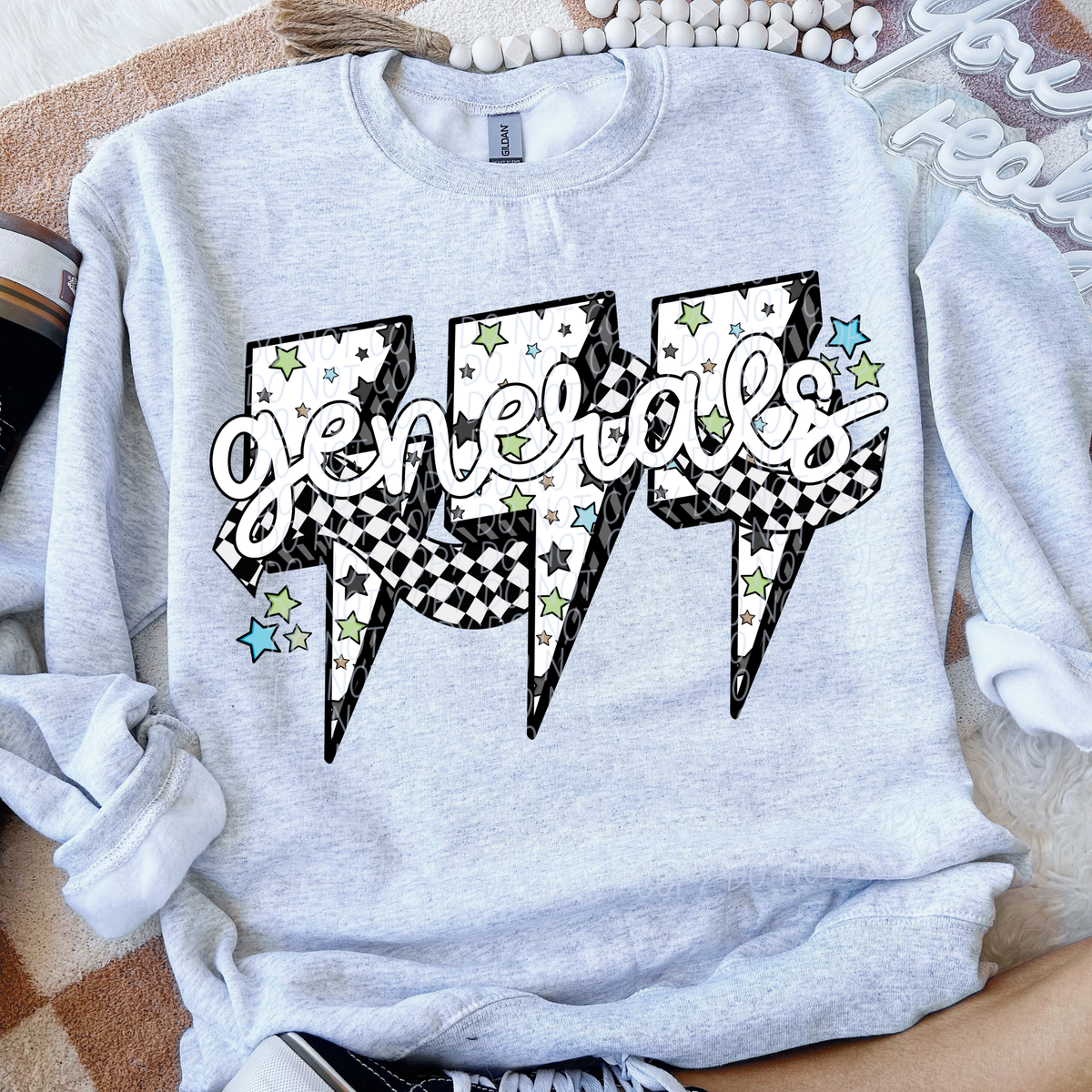 Generals star checkered bolt (CITY) DTF transfer