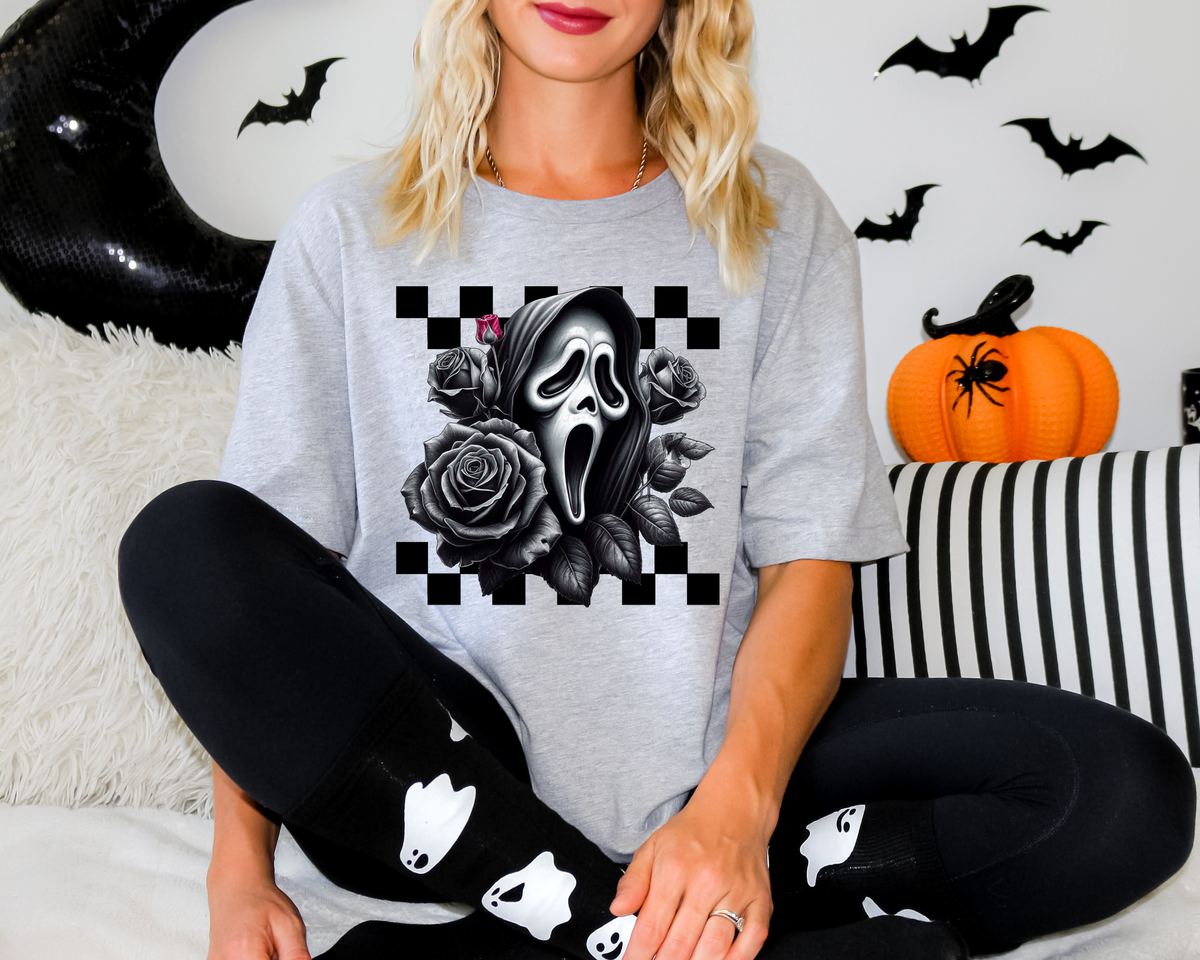 GF Floral Checkered Leaves 111345 DTF transfer