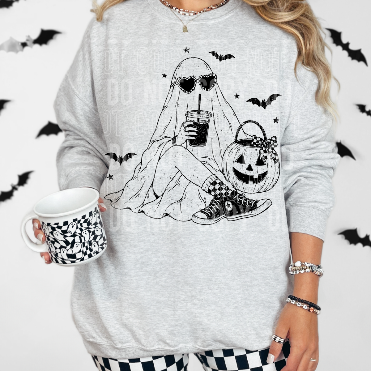 Ghostie iced coffee outline (SBB) DTF Transfer