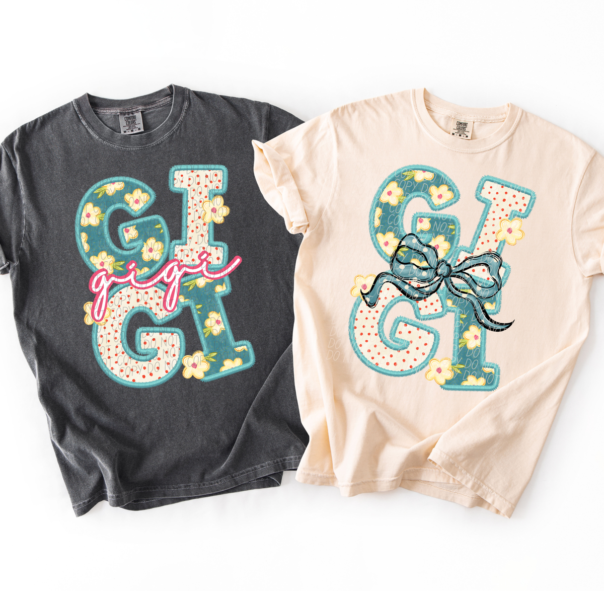 Vintage floral Gigi (Pink words) (City) DTF Transfer