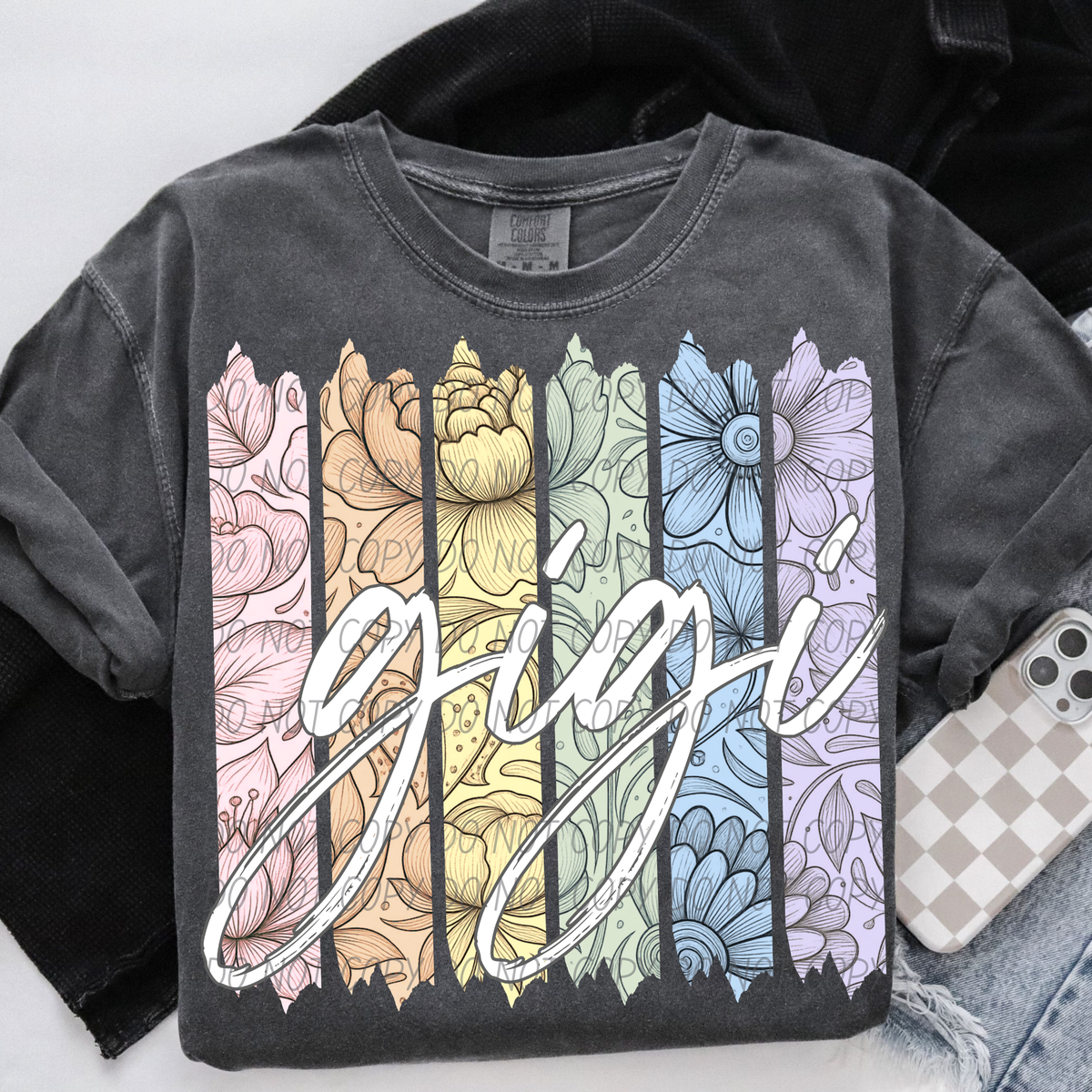Gigi rainbow floral names (City) DTF Transfer