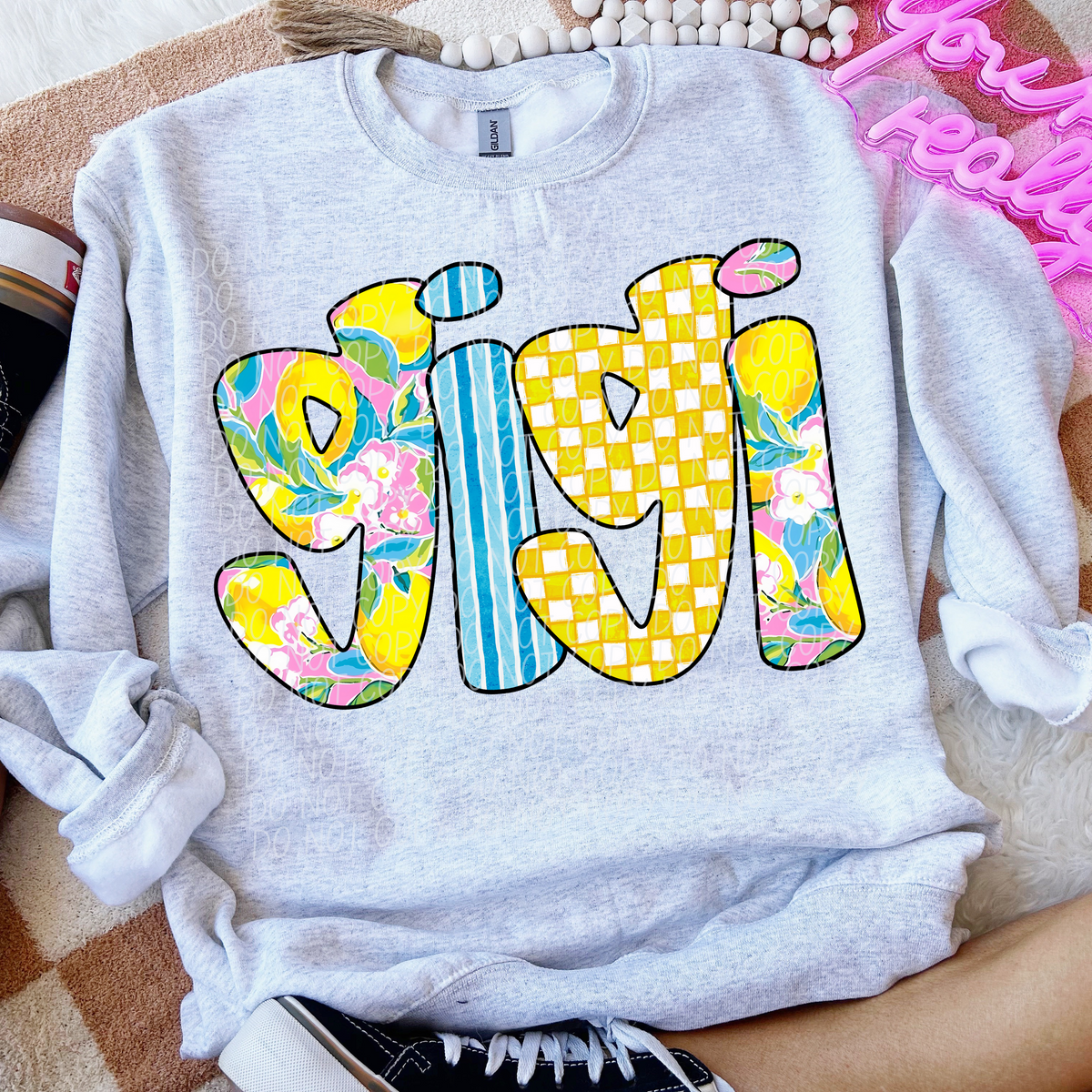 Gigi Lemon Font (CITY) DTF transfer