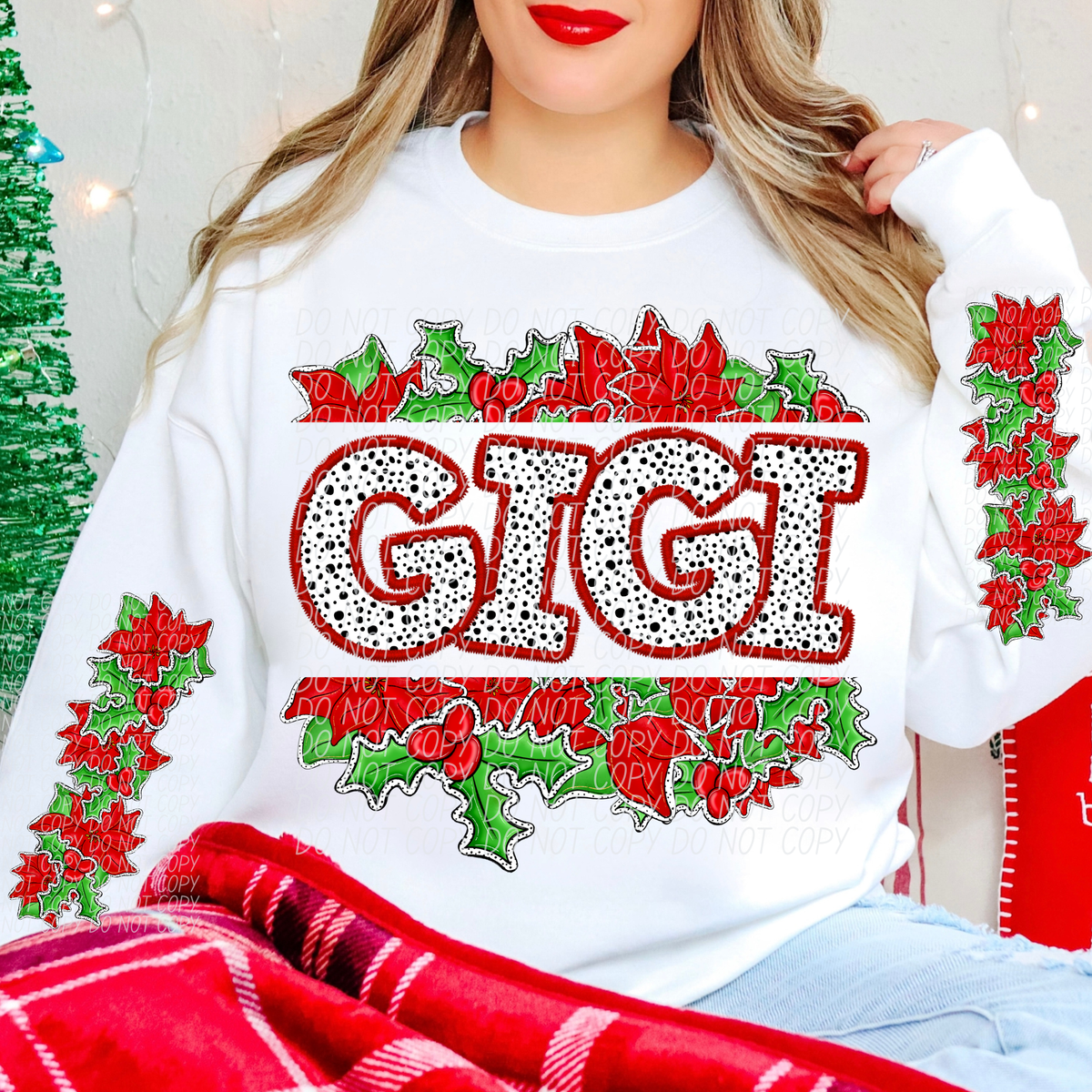 Gigi Split Holly Name FRONT (City) DTF transfer