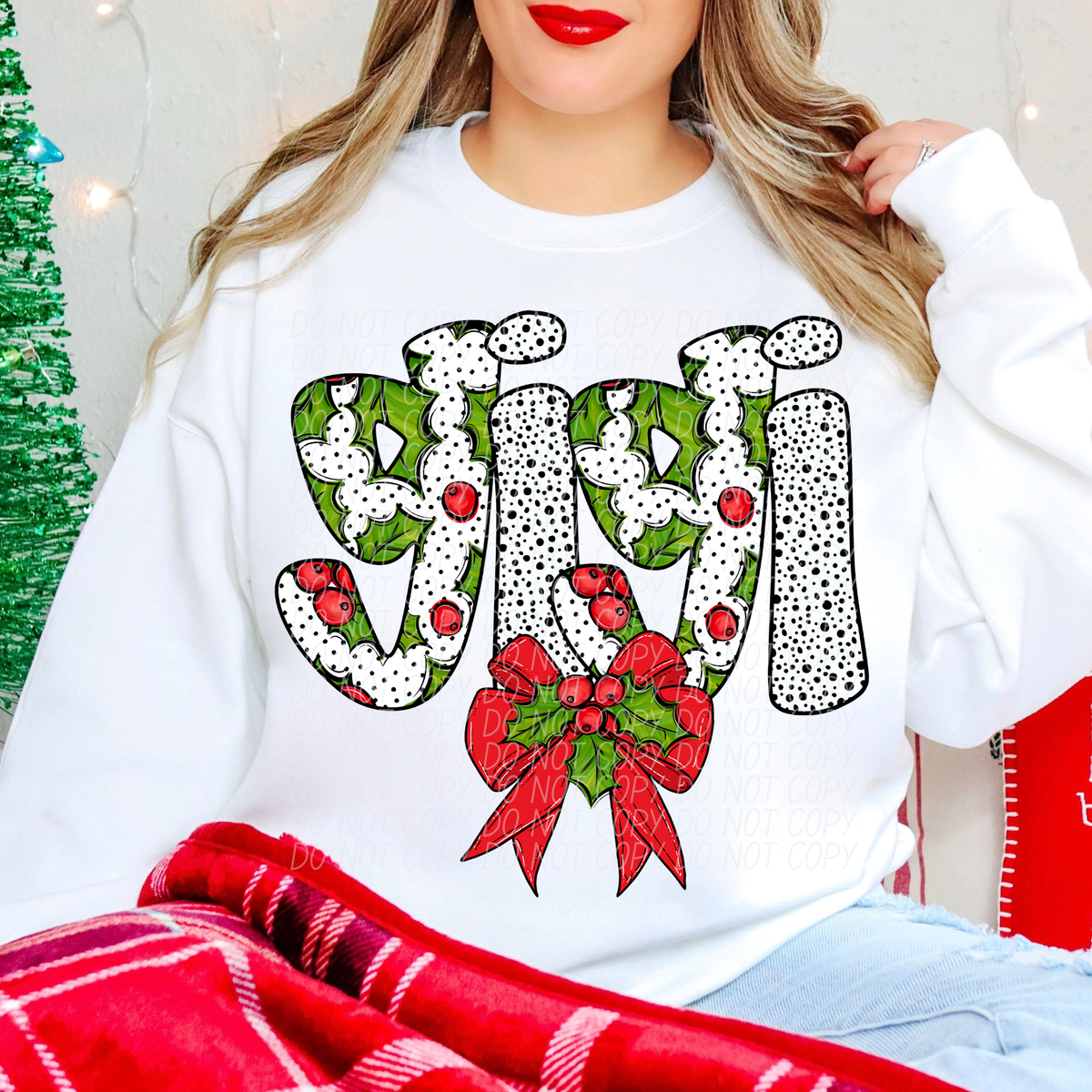 GIGI Holly Leaves with bow (City) DTF transfer