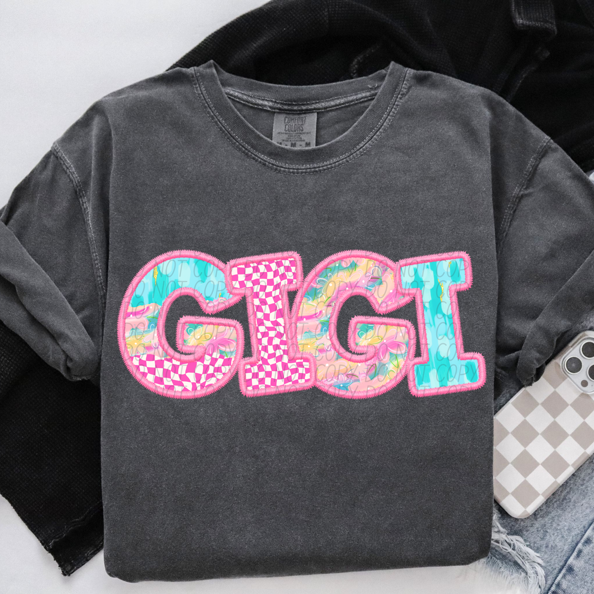 Gigi Spring Pink Checkered (CITY) DTF transfer