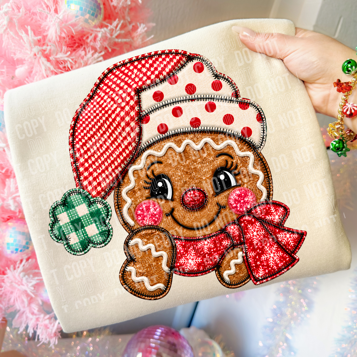 Gingerbread faux embroidery (SBB) DTF Transfer
