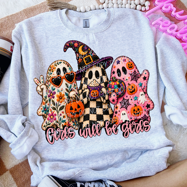 Girls will be girls muti pattern ghosts (City) DTF Transfer