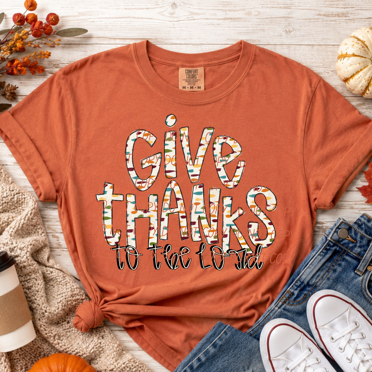 Give Thanks To the Lord-Paint Stroke Font (CITY)DTF Transfer