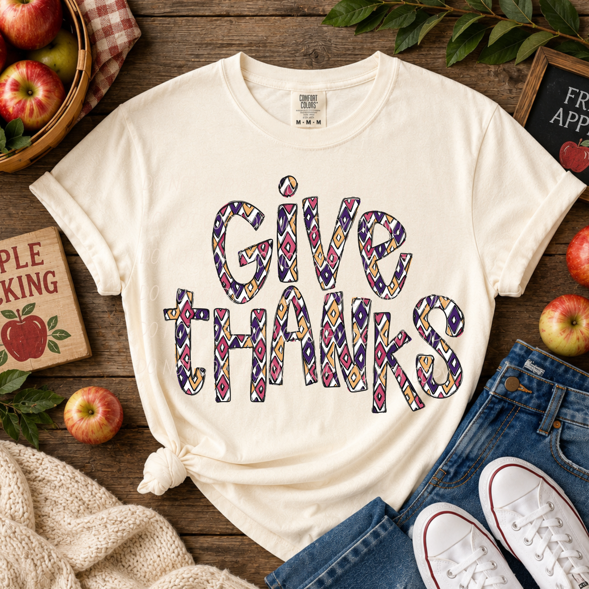 Give Thanks- Diamond Font (CITY)DTF Transfer