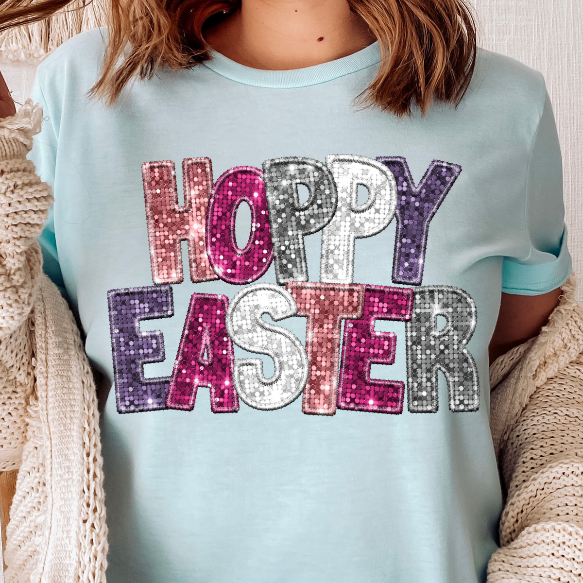 Hoppy easter pink purple silver (CITY) 24281 DTF transfer