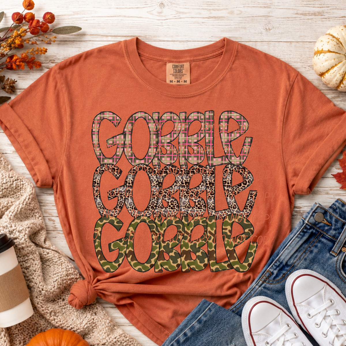 Gobble-Plaid Leopard Camo Font (CITY)DTF Transfer