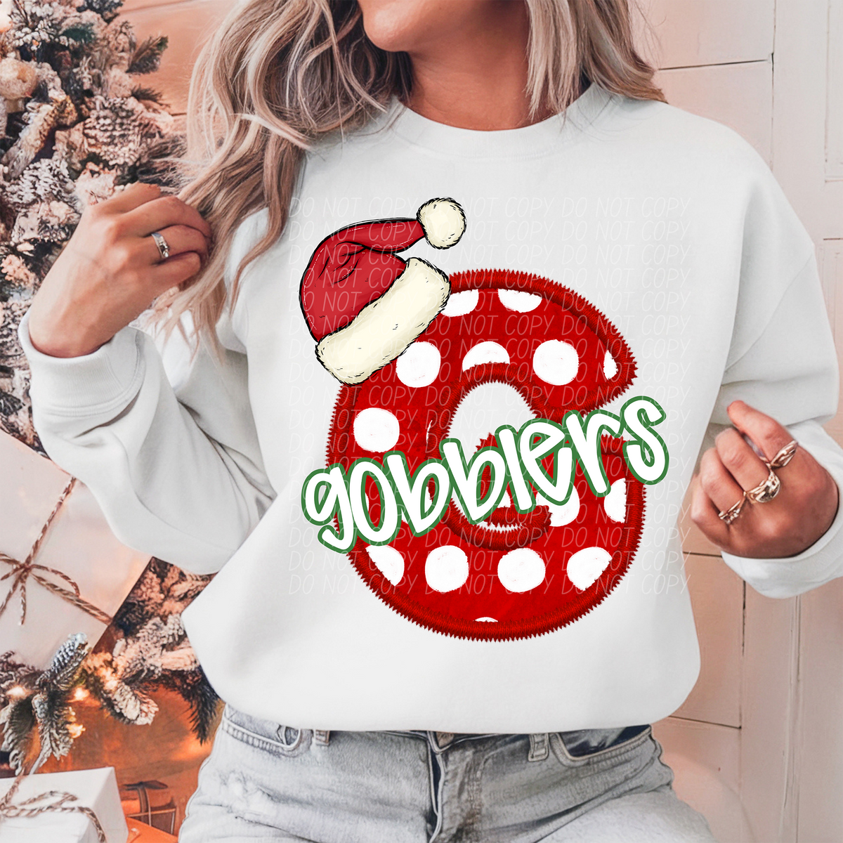 G Gobblers Christmas Faux Embroidery (CITY) 66302 DTF transfer