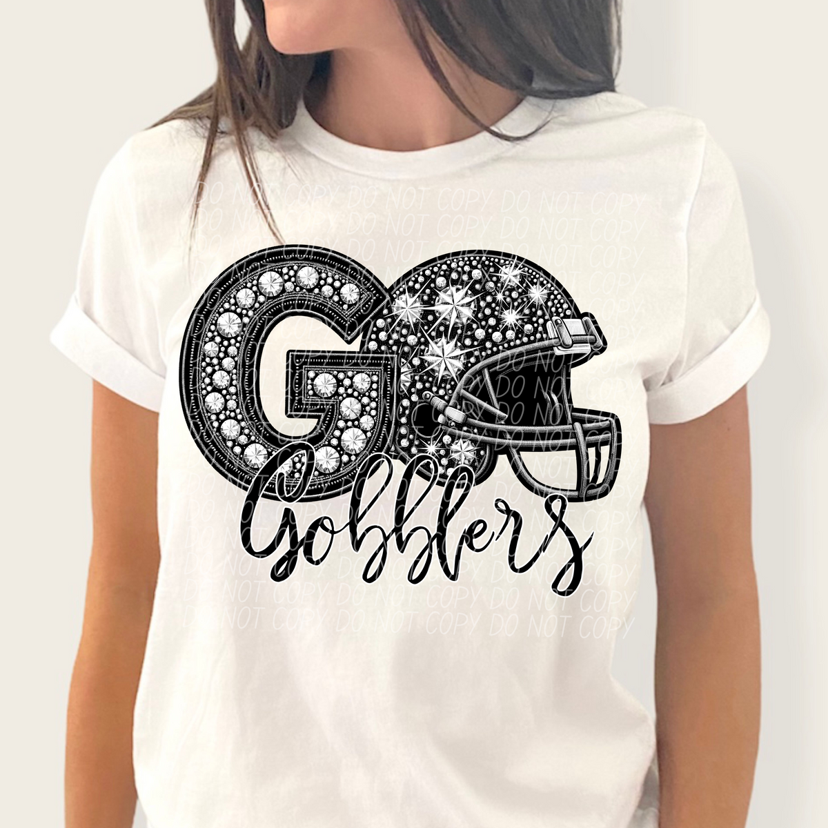 Go gobblers helmet and rhinestones CITY 45028 DTF transfer