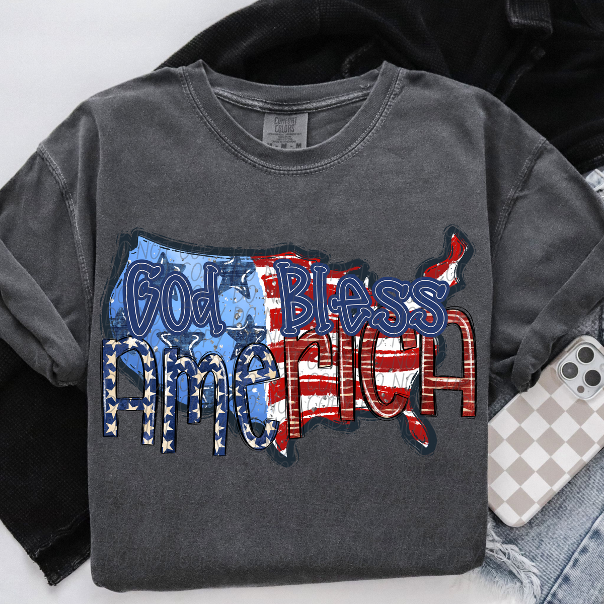 God Bless America United States Flag (CITY) DTF transfer