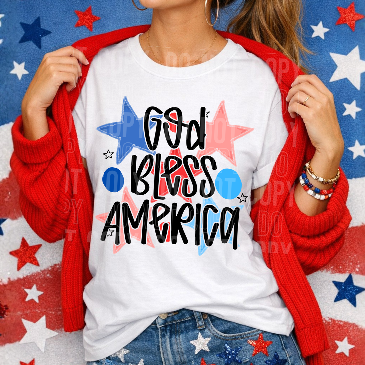 God bless America stars (SBB) DTF Transfer