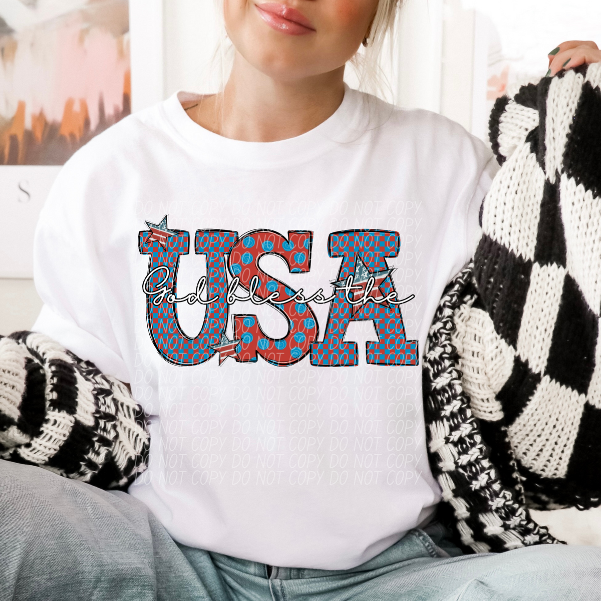 God Bless the USA Stars (CITY) DTF transfer