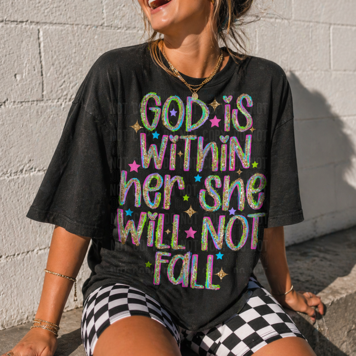 God is within her glitter (SBB) DTF Transfer
