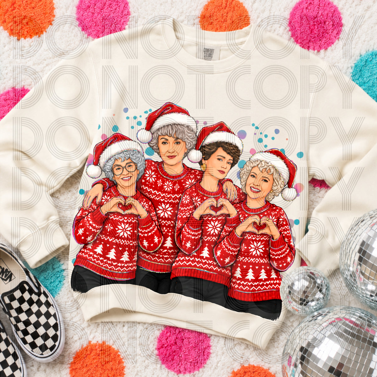 GG heart hands wearing Santa hats (Renewed) DTF Transfer