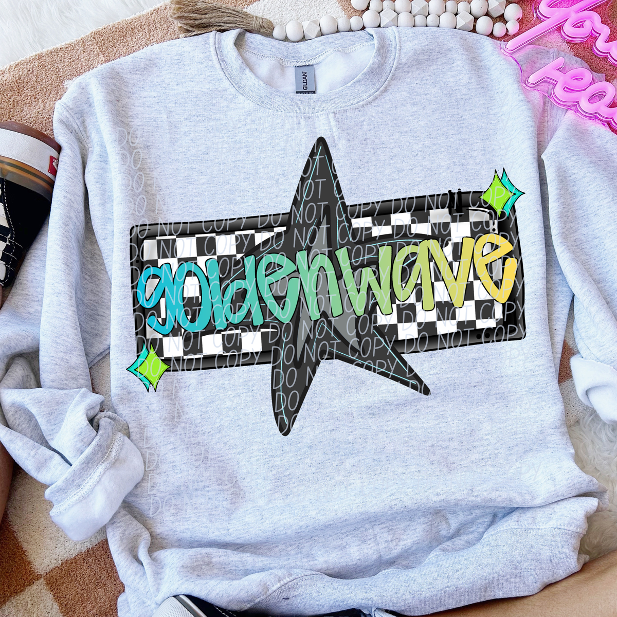 Golden Wave Skater Boy Mascot (City) DTF transfer