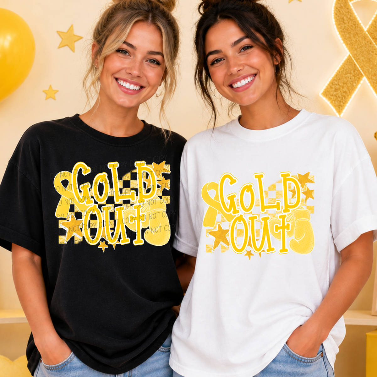 Gold out with ribbon and glove (CITY) DTF Transfer