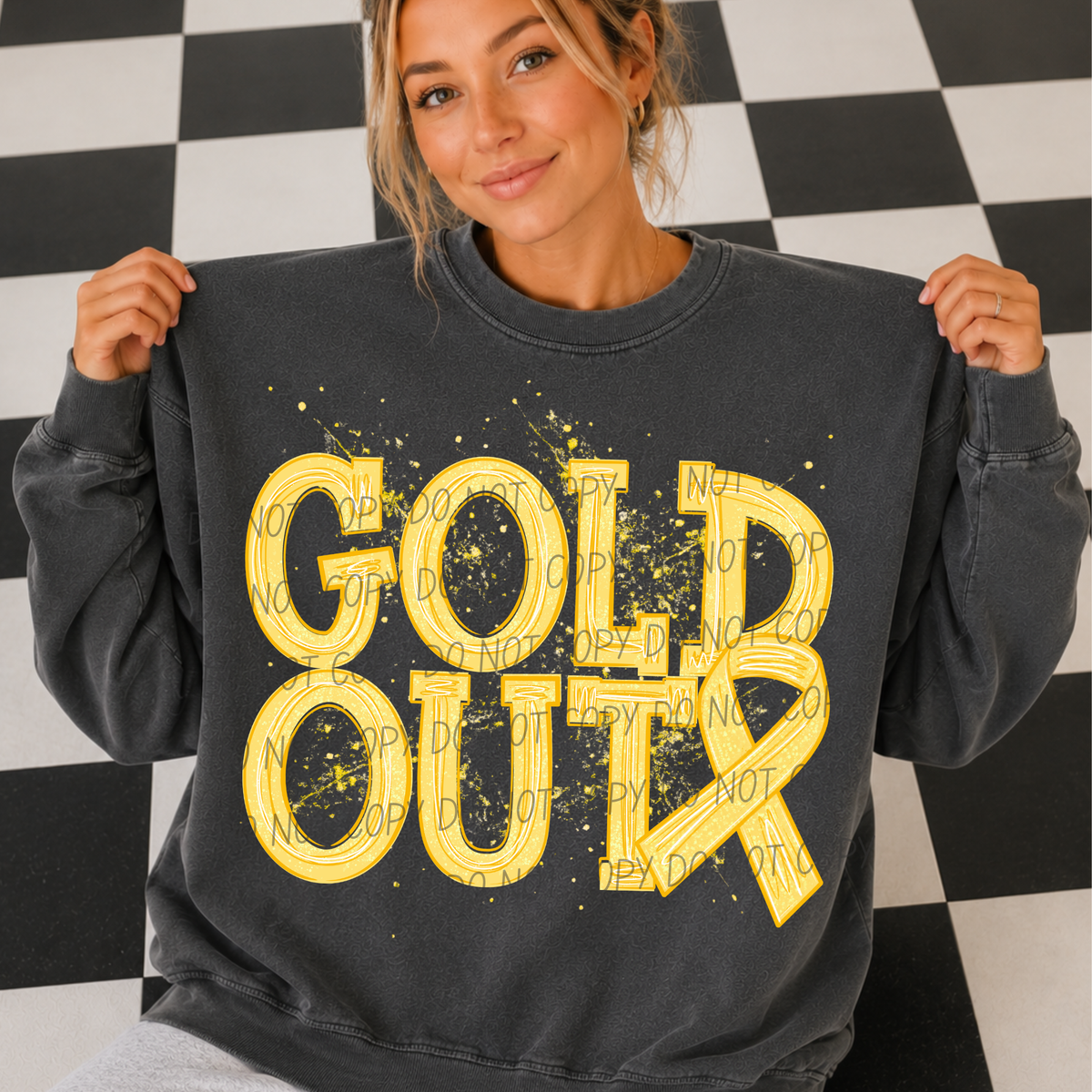 Gold out specks and ribbon (CITY) DTF Transfer