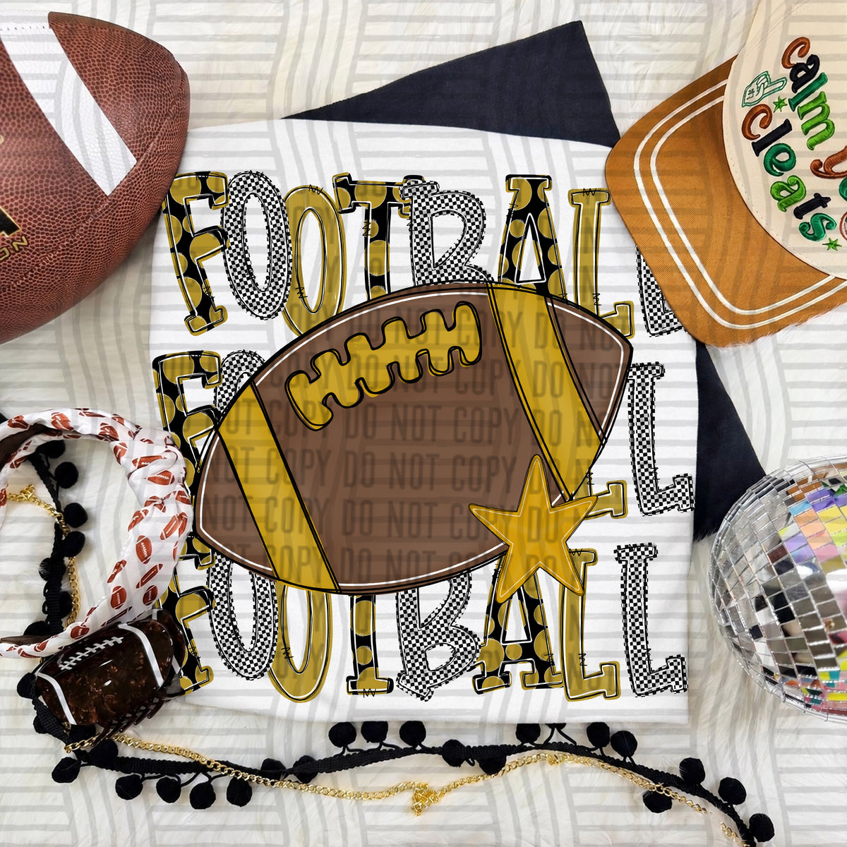Gold-Football Tri Stacked (Caplinger) DTF Transfer