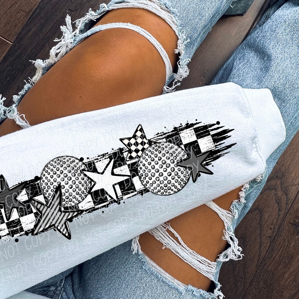 golf sleeve checker sports black and white (city) DTF Transfer