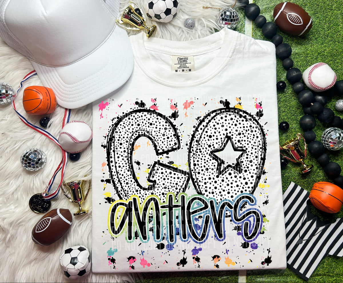 Go Antlers Dalmatian Font 57252 DTF transfer