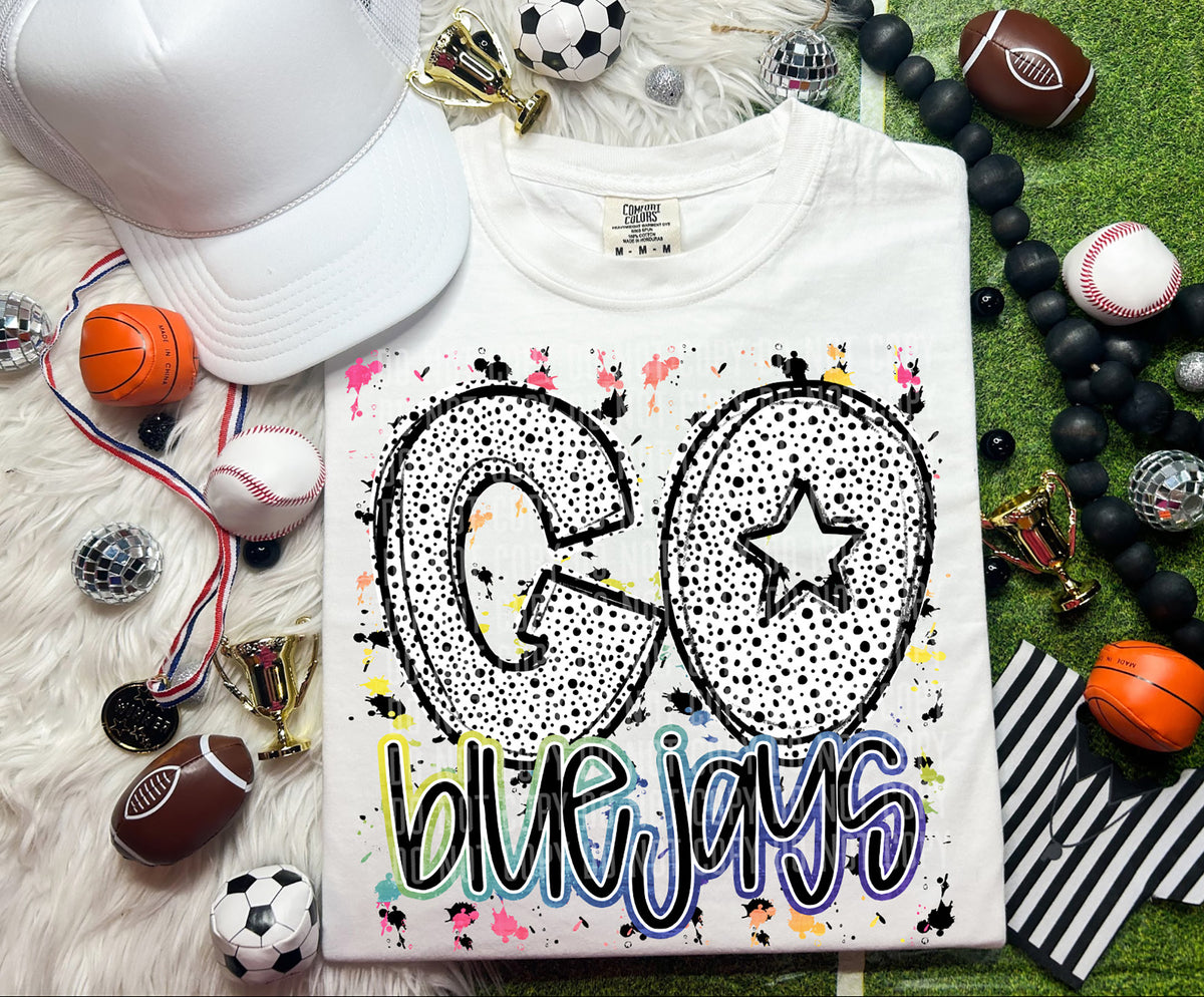 Go Bluejays Dalmatian Font 57259 DTF transfer