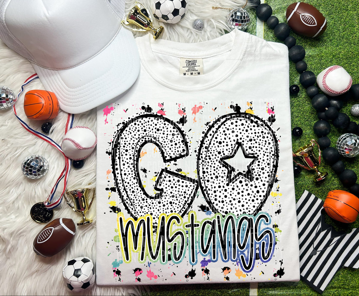Go Mustangs Dalmatian Font 57320 DTF transfer