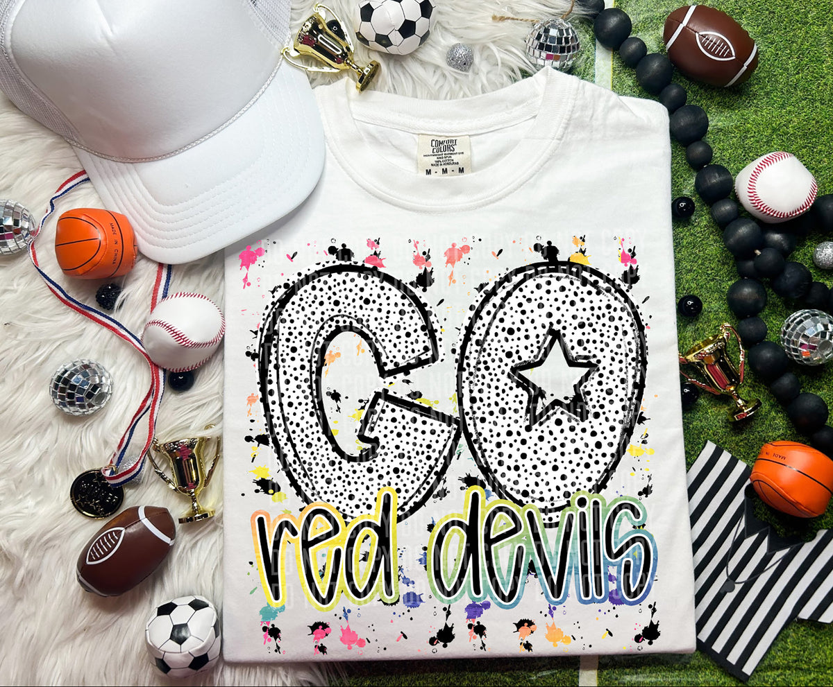 Go Red Devils Dalmatian Font 57346 DTF transfer