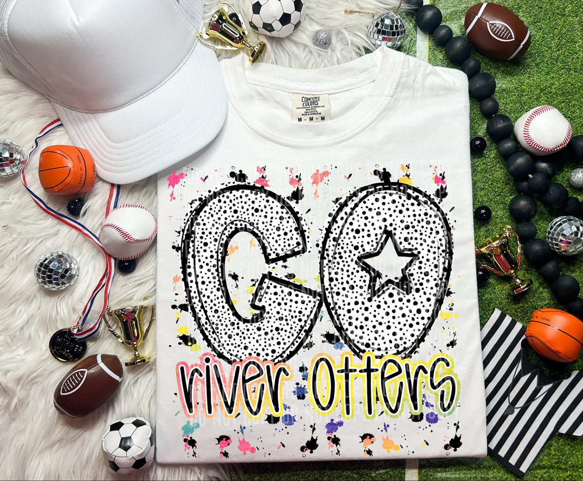 Go River Otters Dalmatian Font 57347 DTF transfer