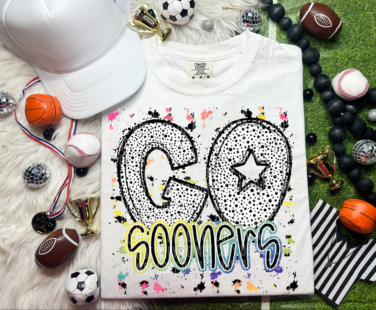 Go Sooners Dalmatian Font 57356 DTF transfer