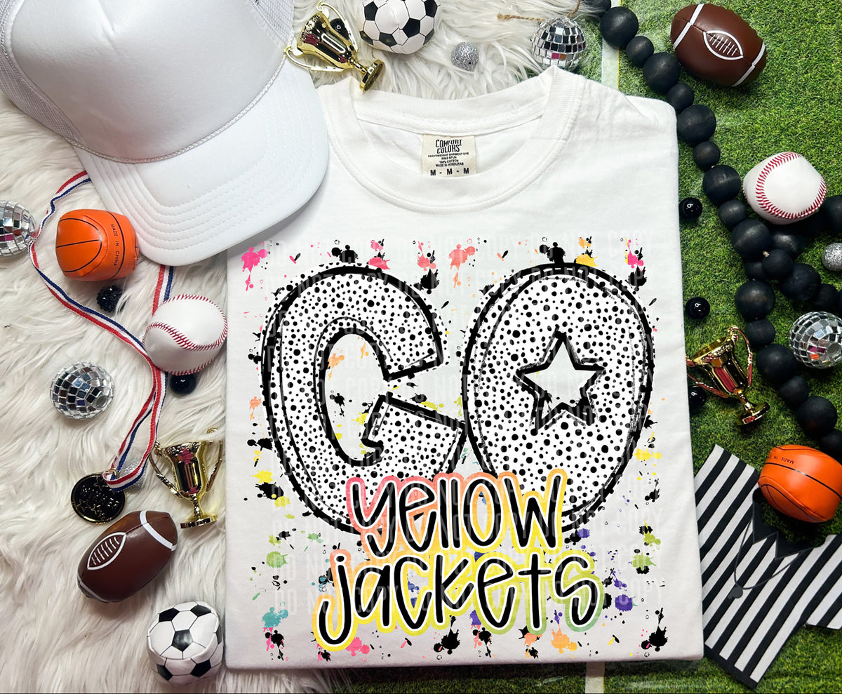 Go Yellow Jackets Dalmatian Font 57382 DTF transfer